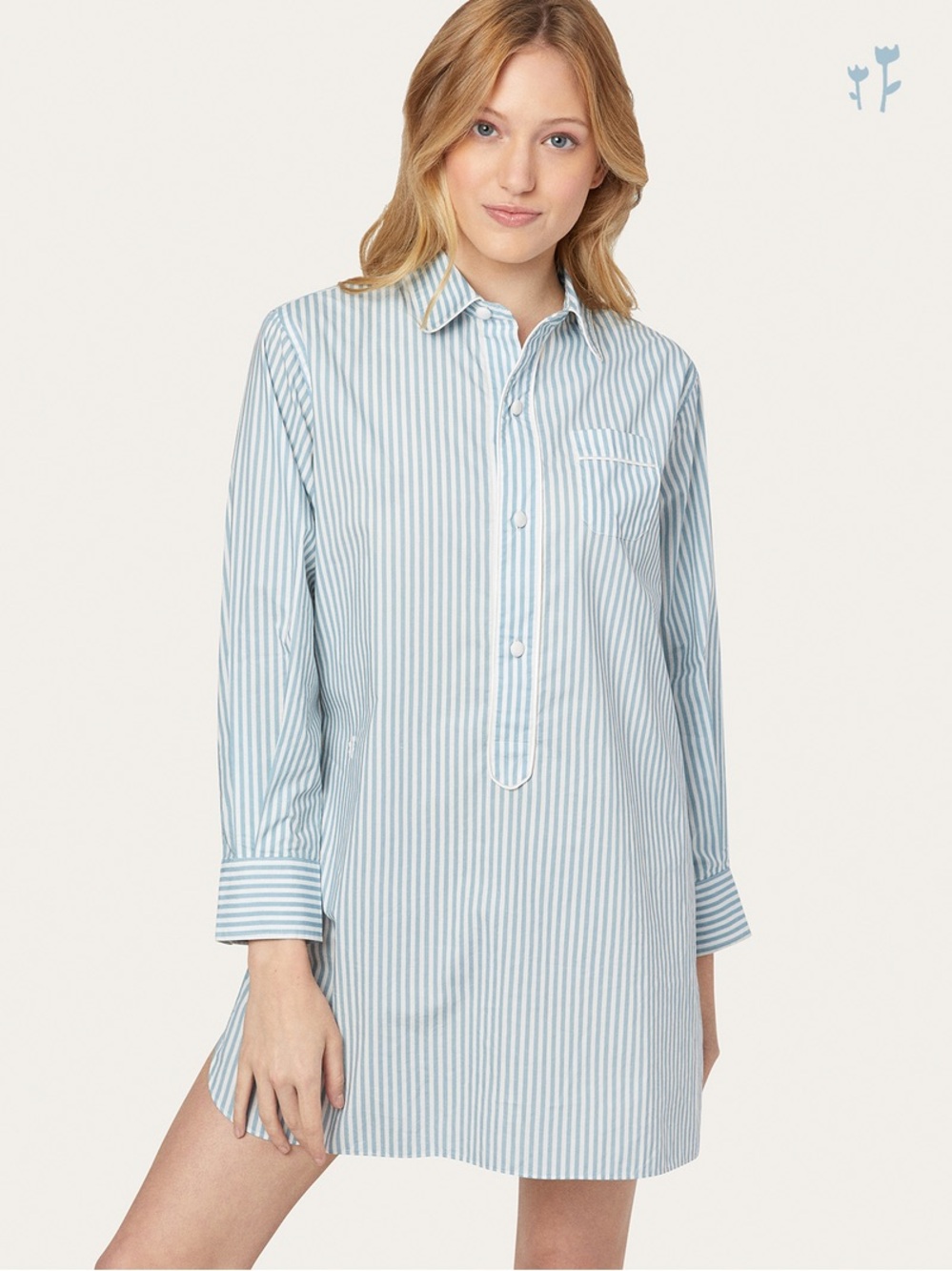 Morgan Lane Linnet Night Shirt in Sky Stripe Sleep Dress